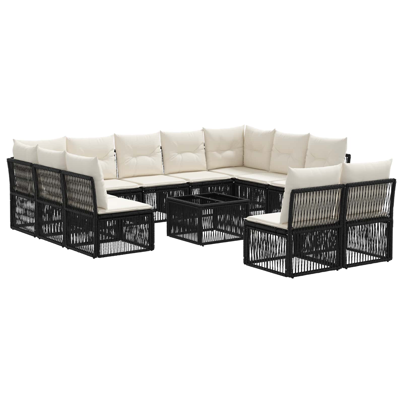 Gartensofa-set 12 pcs Schwarz Poly-Rattan