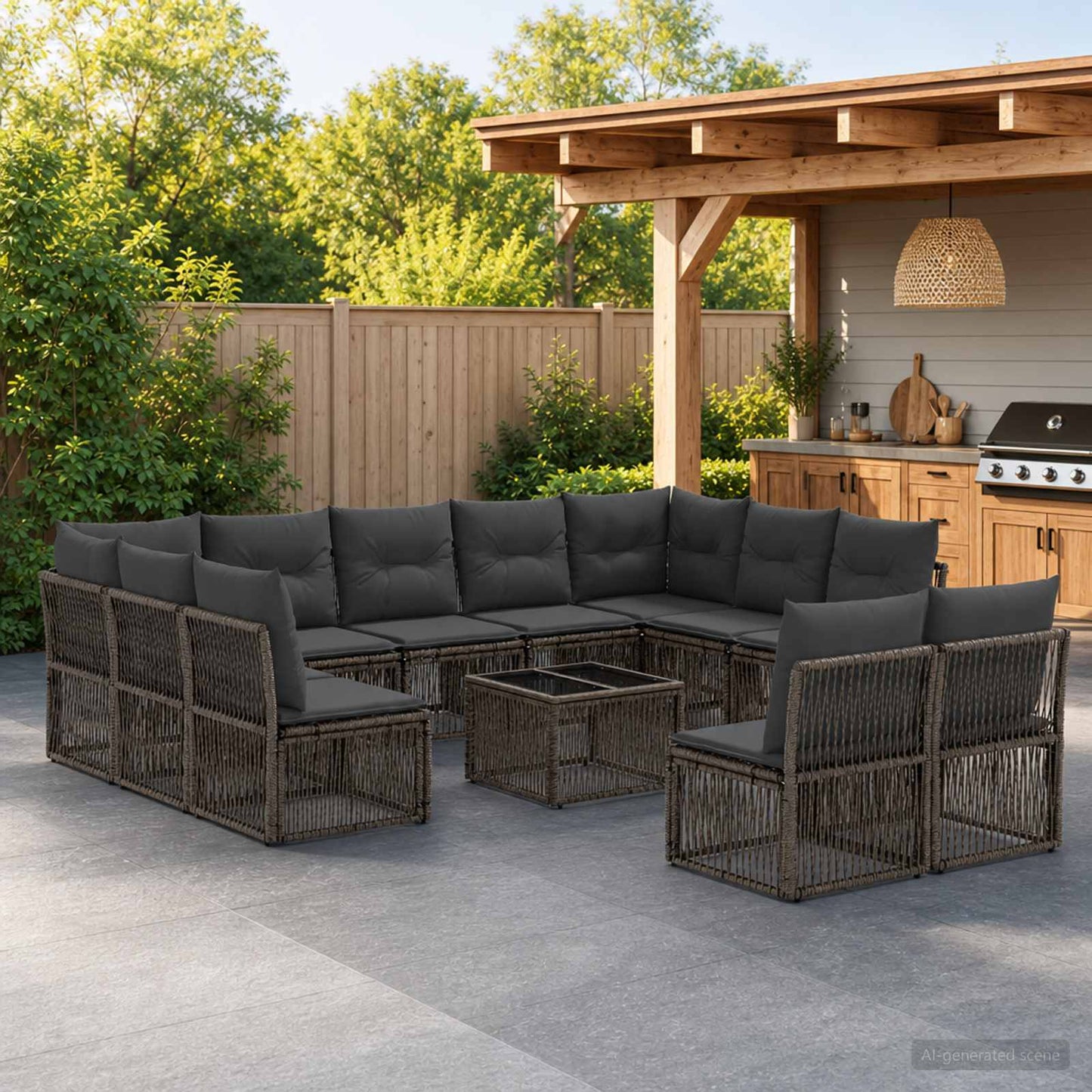 Gartensofa-set 12 stk. Grau Poly-Rattan