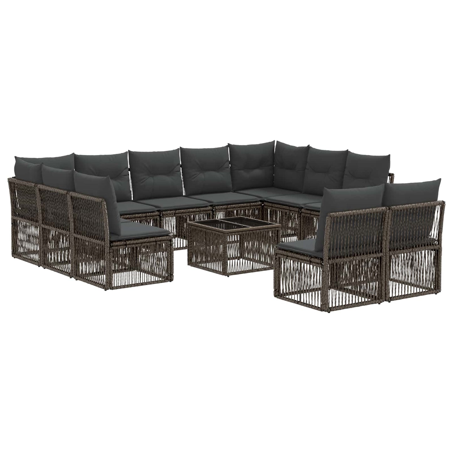 Gartensofa-set 12 stk. Grau Poly-Rattan
