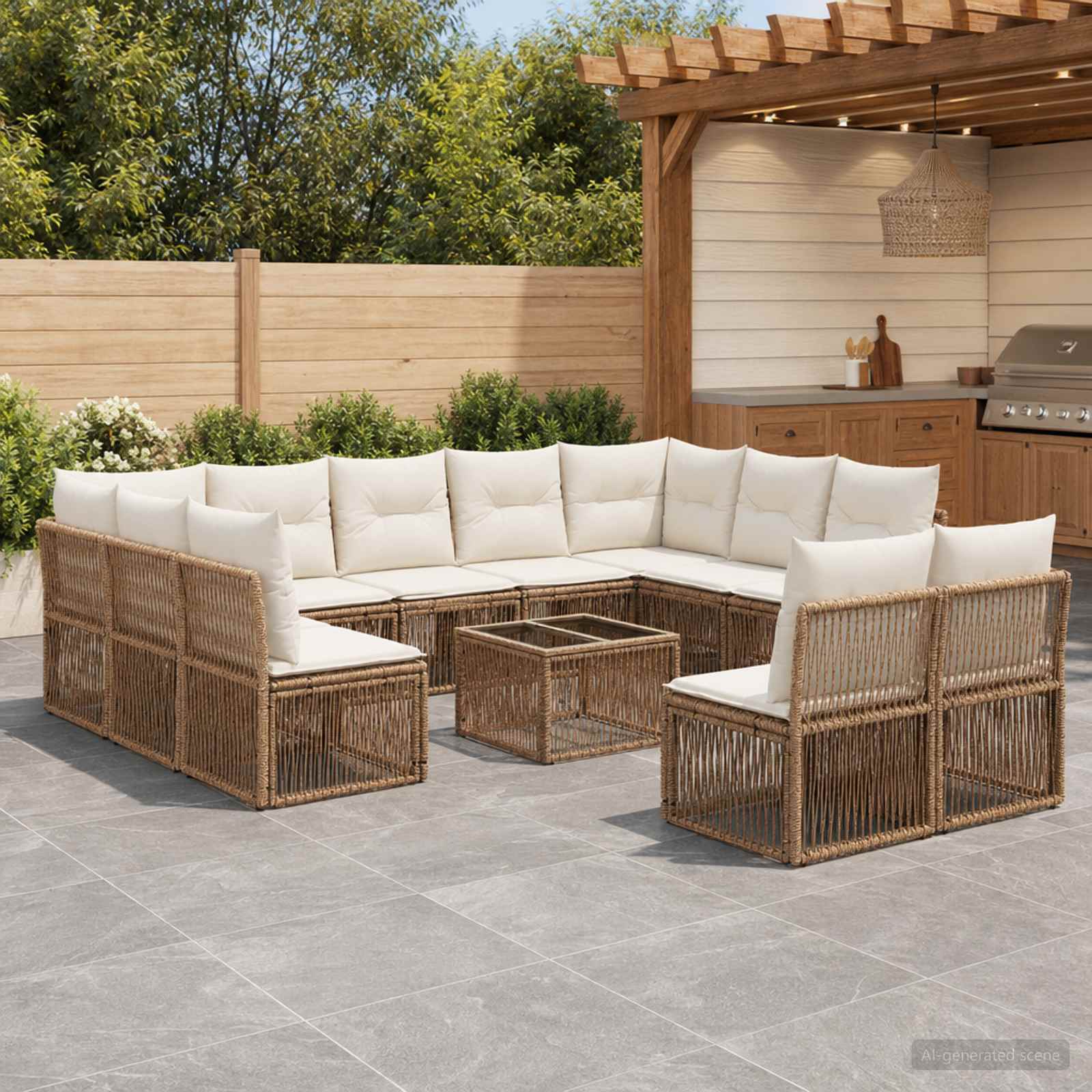 Gartensofa-set 12 pcs Beige Poly-Rattan