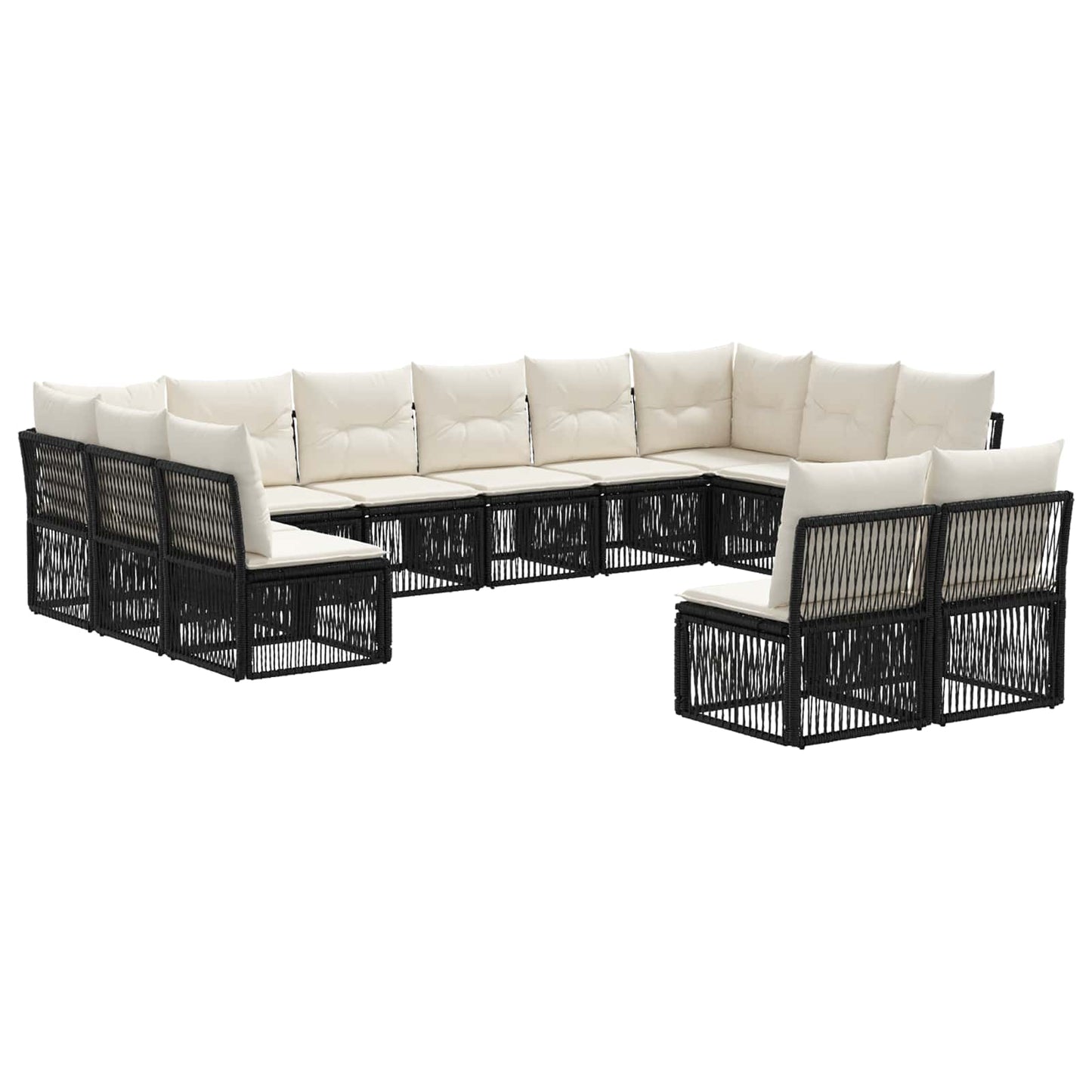 Gartensofa-set 12 stk. Schwarz Poly-Rattan