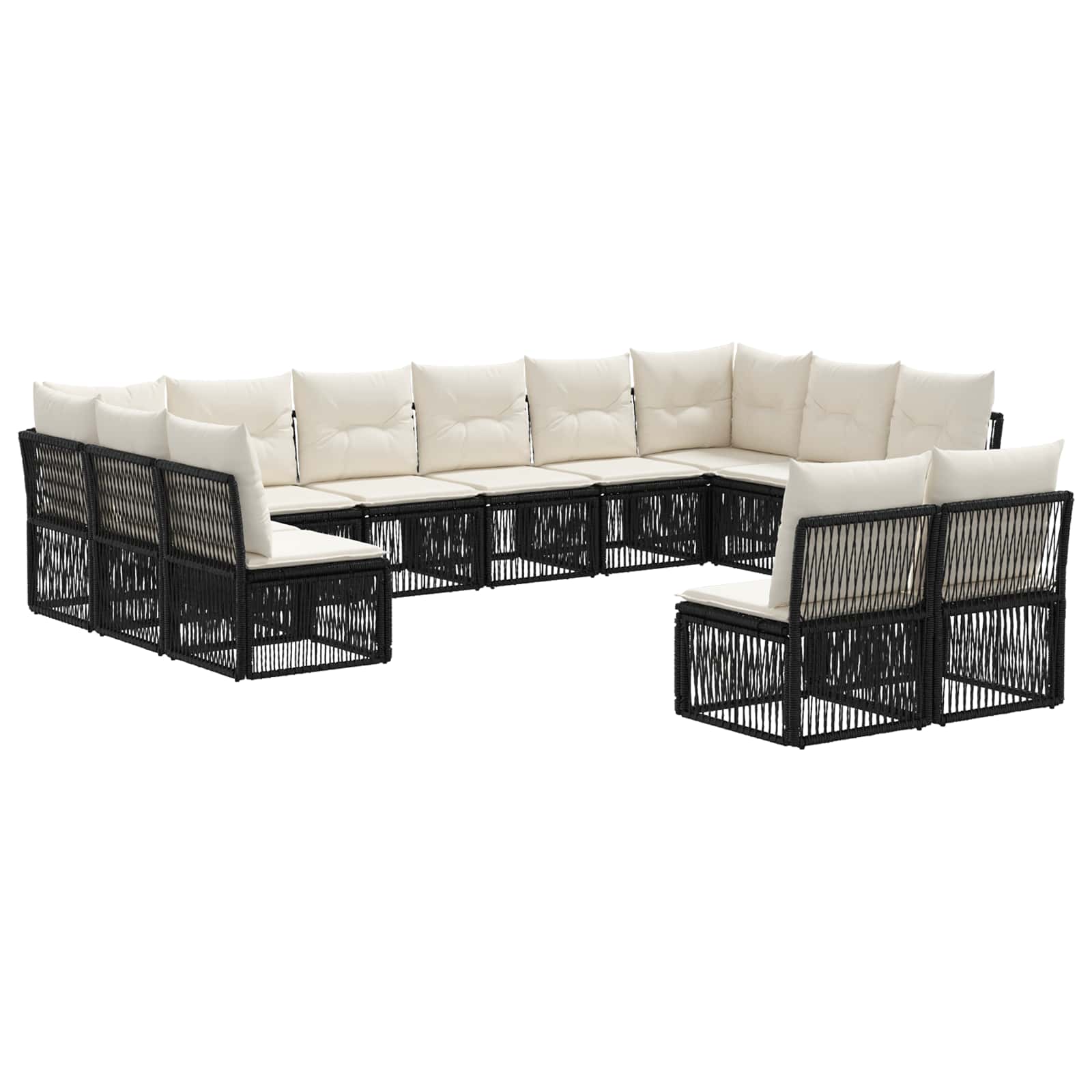 Gartensofa-set 12 stk. Schwarz Poly-Rattan
