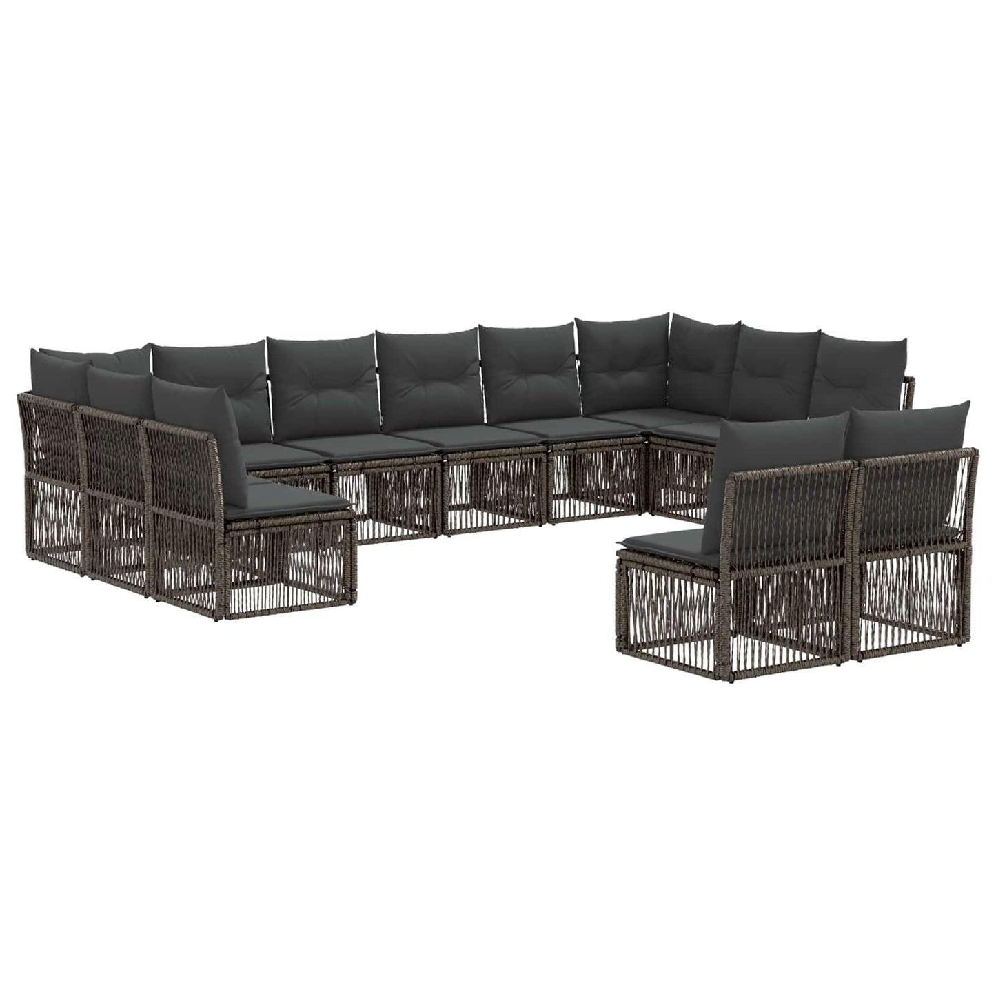 Gartensofa-set 12 pcs Grau Poly-Rattan