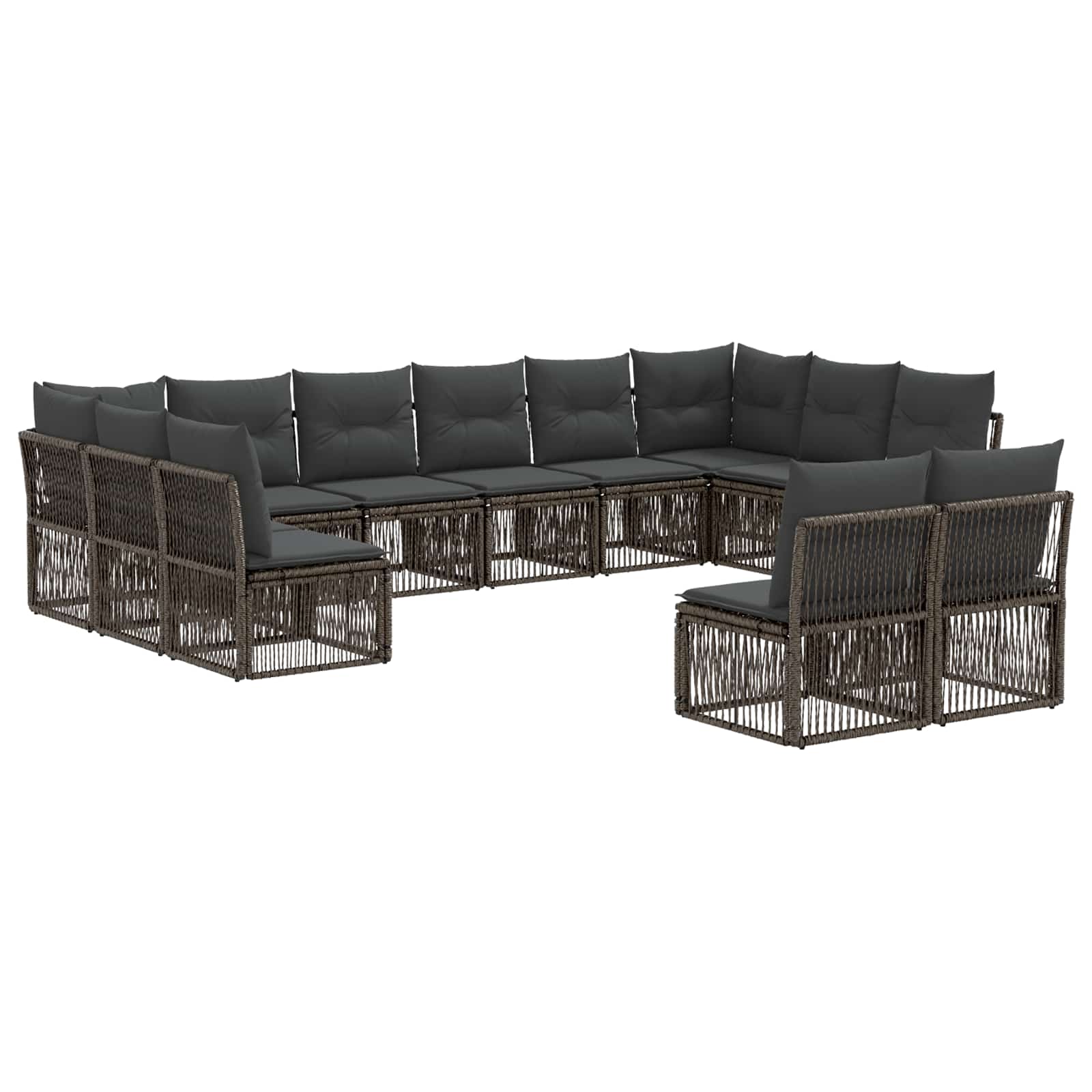 Gartensofa-set 12 pcs Grau Poly-Rattan