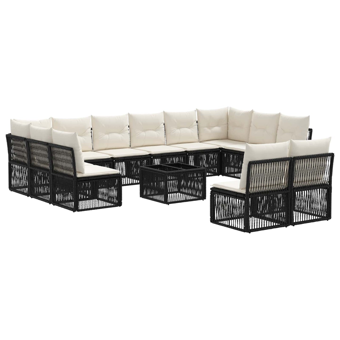 Gartensofa-set 13 stk. Schwarz Poly-Rattan