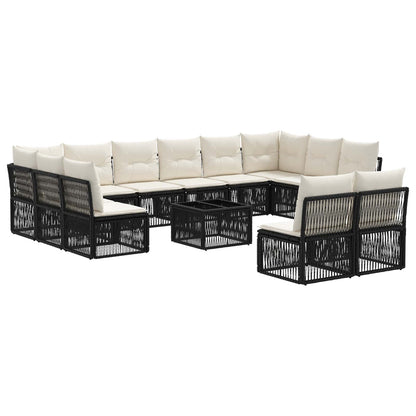 Gartensofa-set 13 stk. Schwarz Poly-Rattan