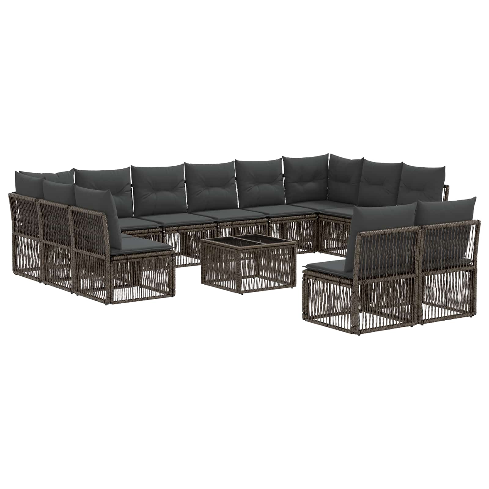Gartensofa-set 13 stk. Grau Poly-Rattan