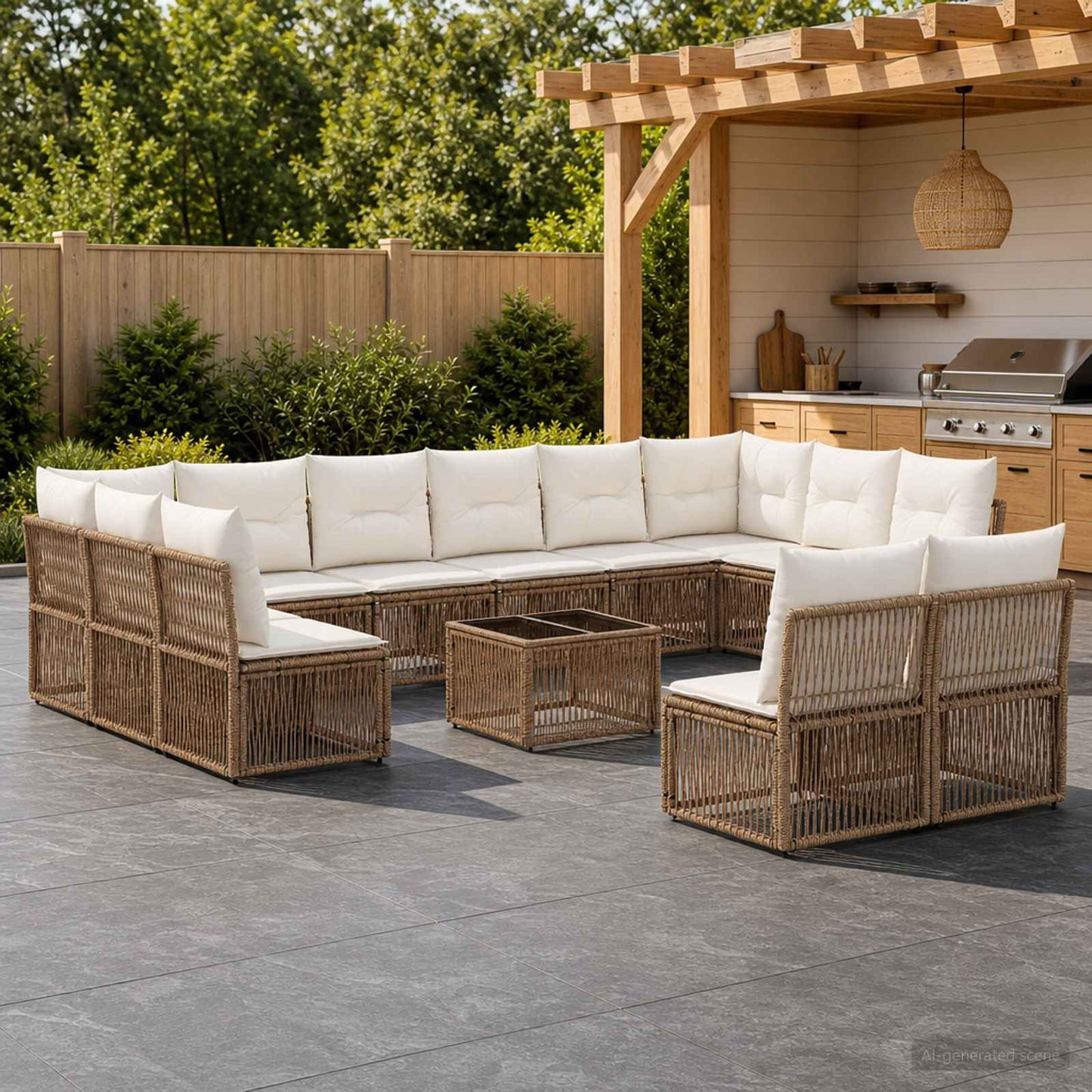 Gartensofa-set 13 pcs Beige Poly-Rattan