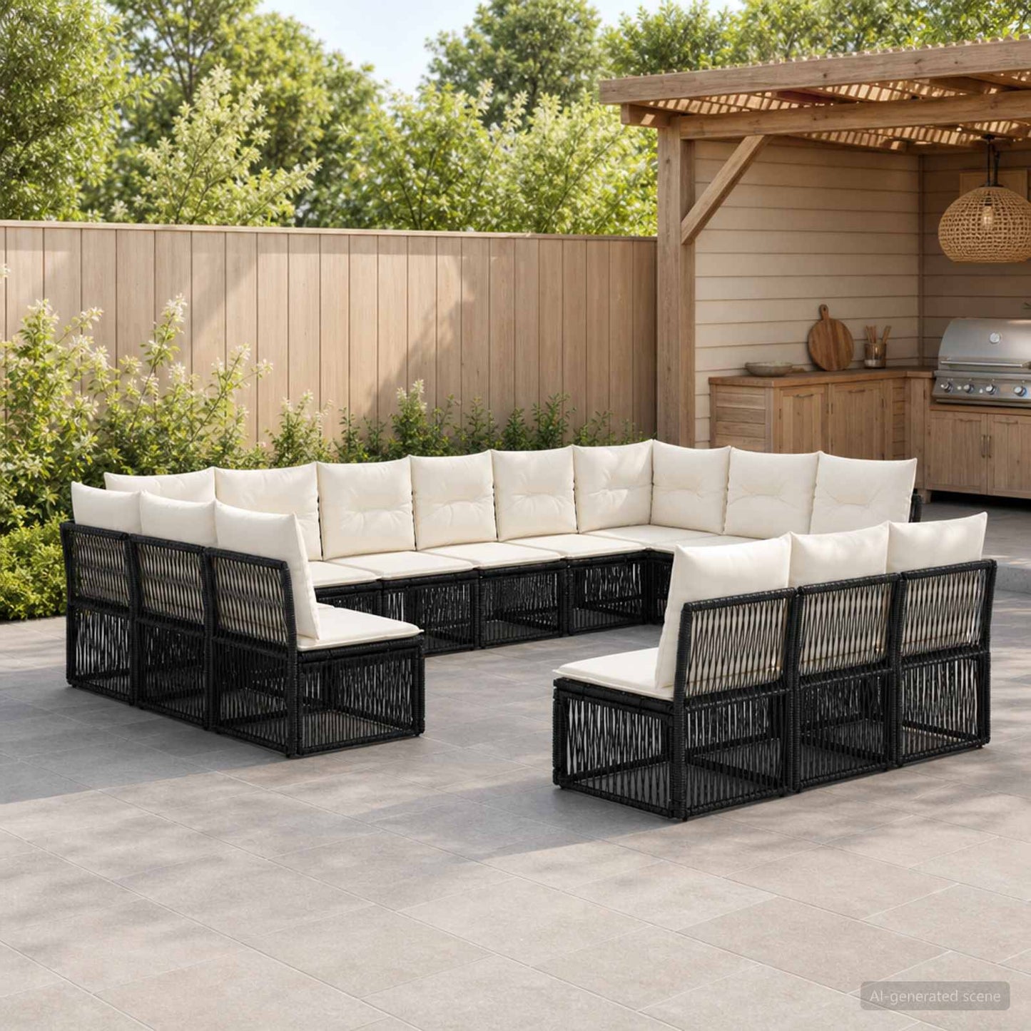 Gartensofa-set 13 pcs Schwarz Poly-Rattan