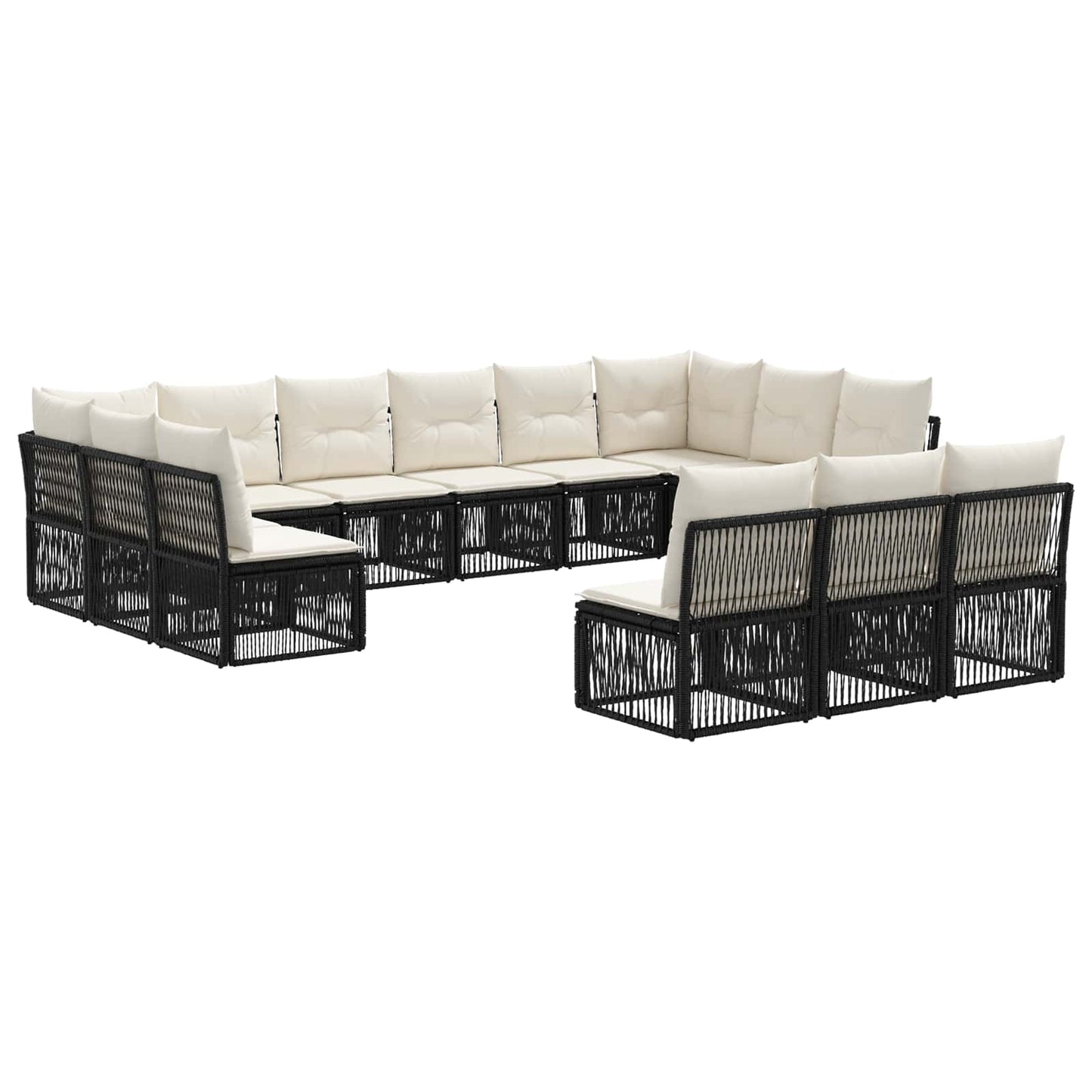 Gartensofa-set 13 pcs Schwarz Poly-Rattan
