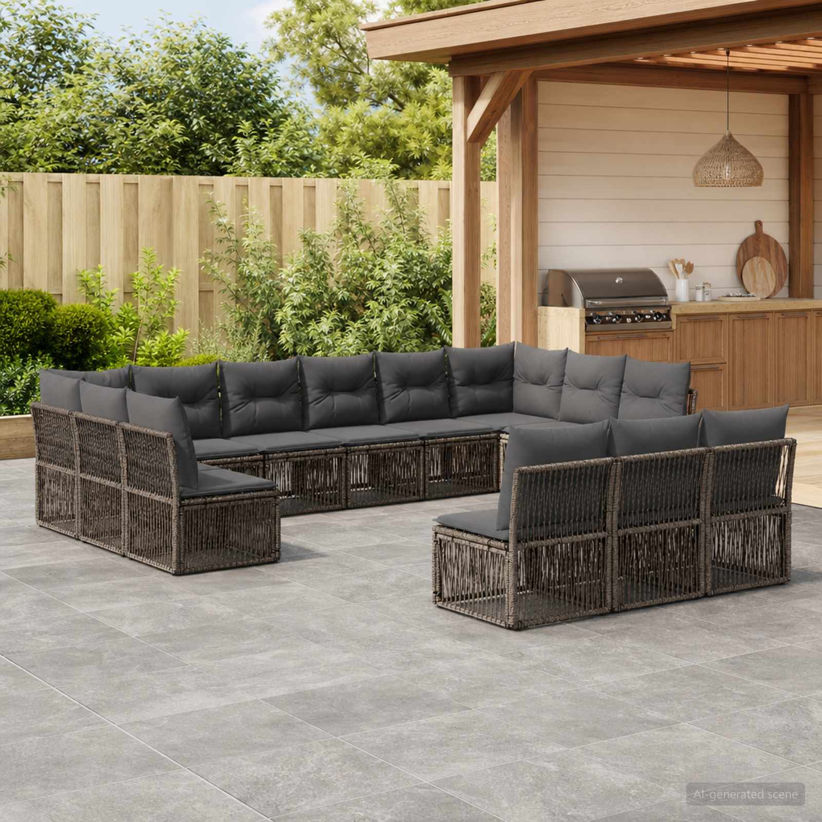 Gartensofa-set 13 stk. Grau Poly-Rattan