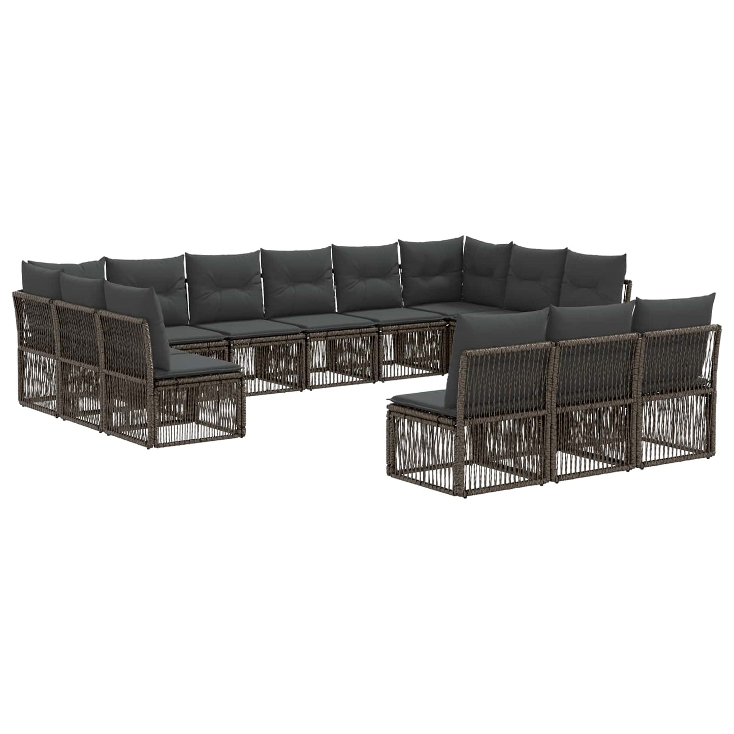 Gartensofa-set 13 stk. Grau Poly-Rattan