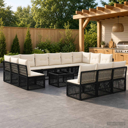 Gartensofa-set 14 stk. Schwarz Poly-Rattan