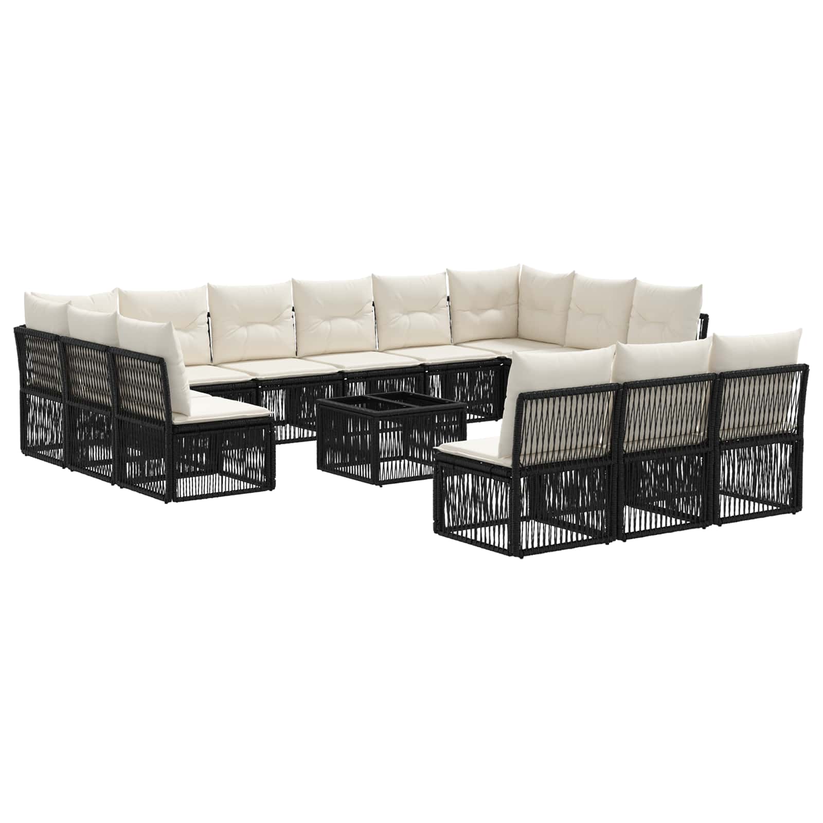Gartensofa-set 14 pcs Schwarz Poly-Rattan