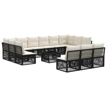 Gartensofa-set 14 stk. Schwarz Poly-Rattan