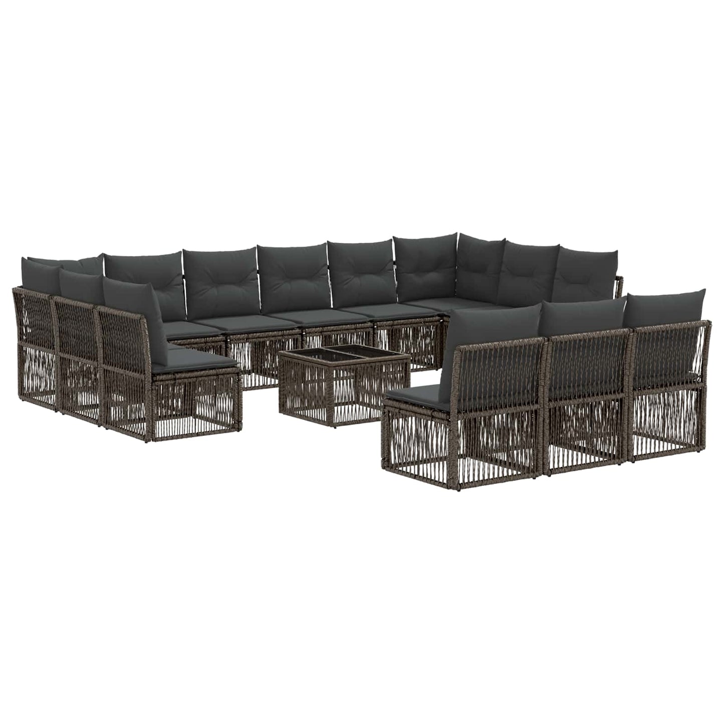 Gartensofa-set 14 stk. Grau Poly-Rattan