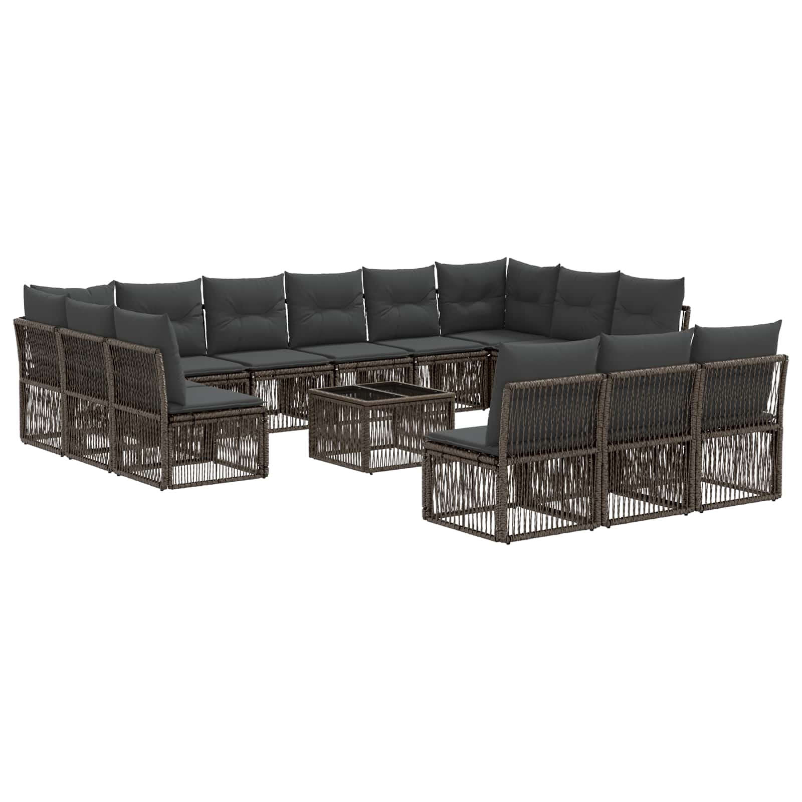 Gartensofa-set 14 stk. Grau Poly-Rattan