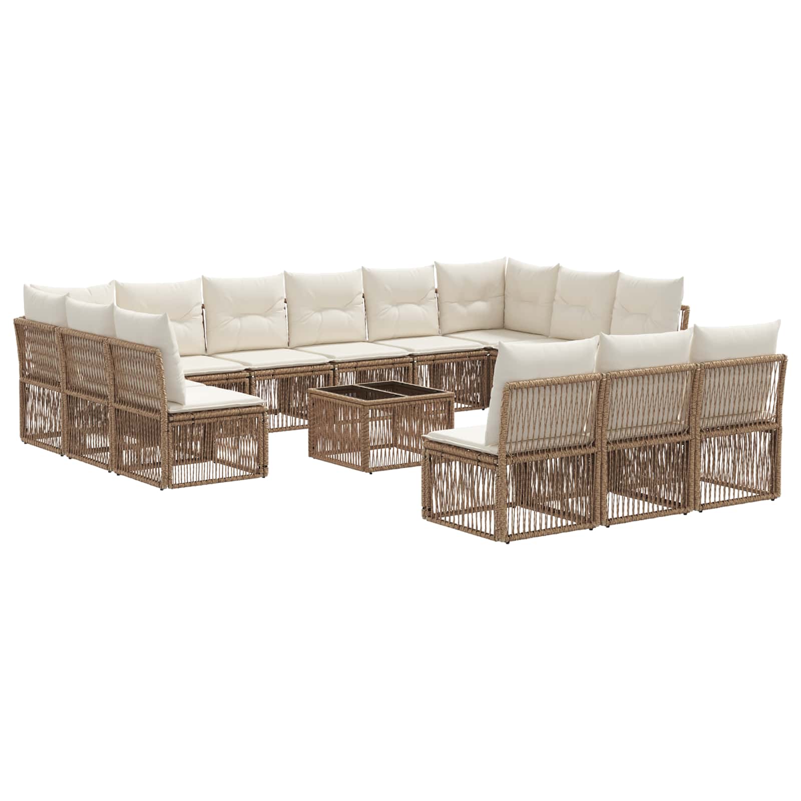 Gartensofa-set 14 pcs Beige Poly-Rattan