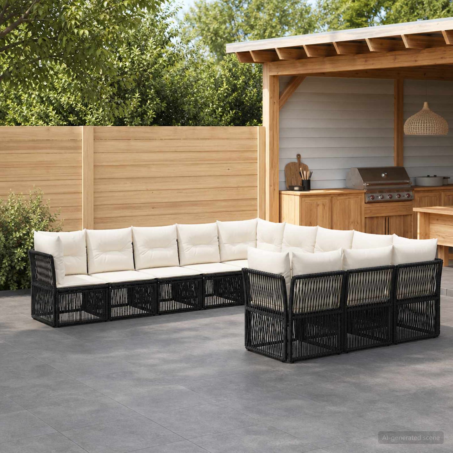 Gartensofa-set 11 pcs Schwarz Poly-Rattan