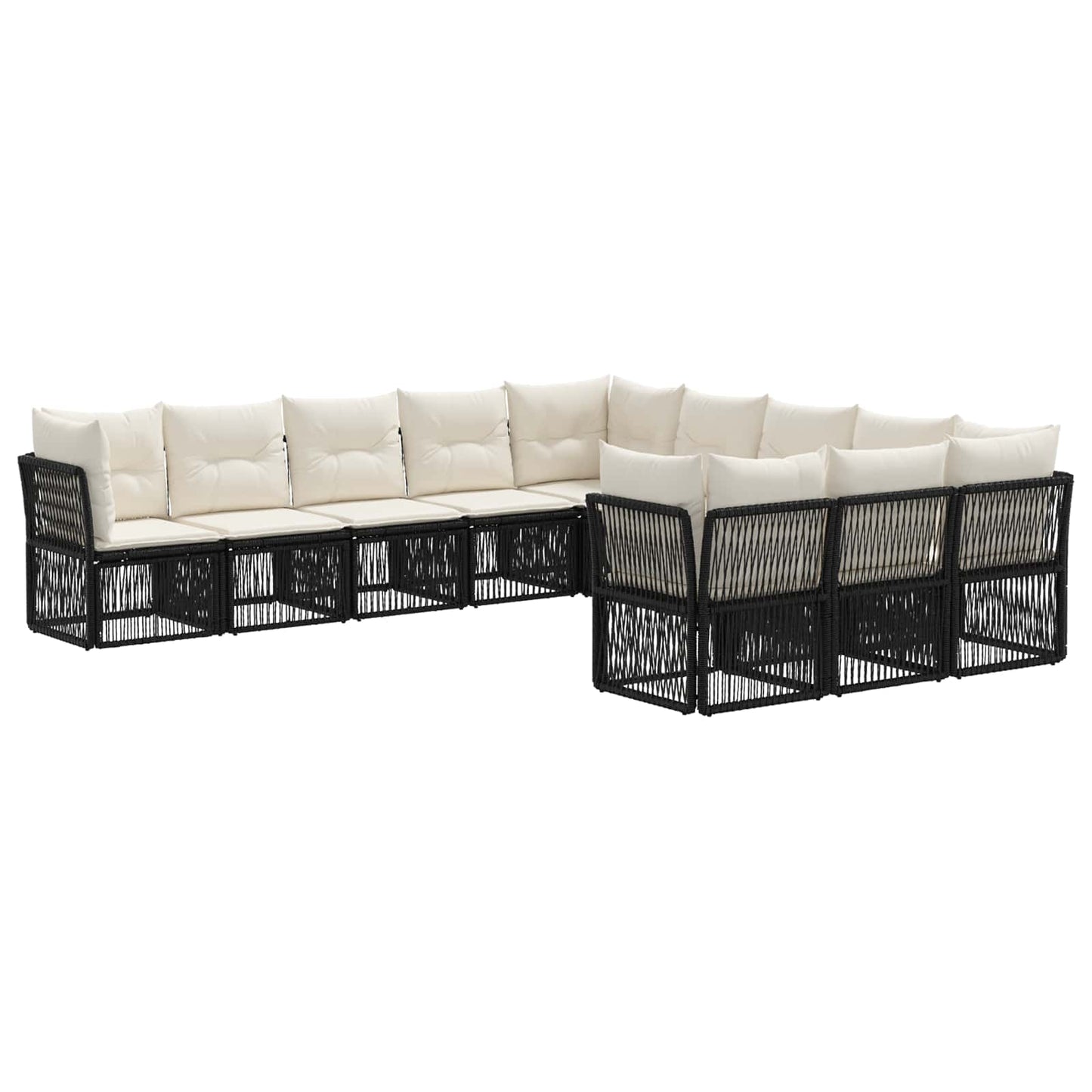 Gartensofa-set 11 pcs Schwarz Poly-Rattan