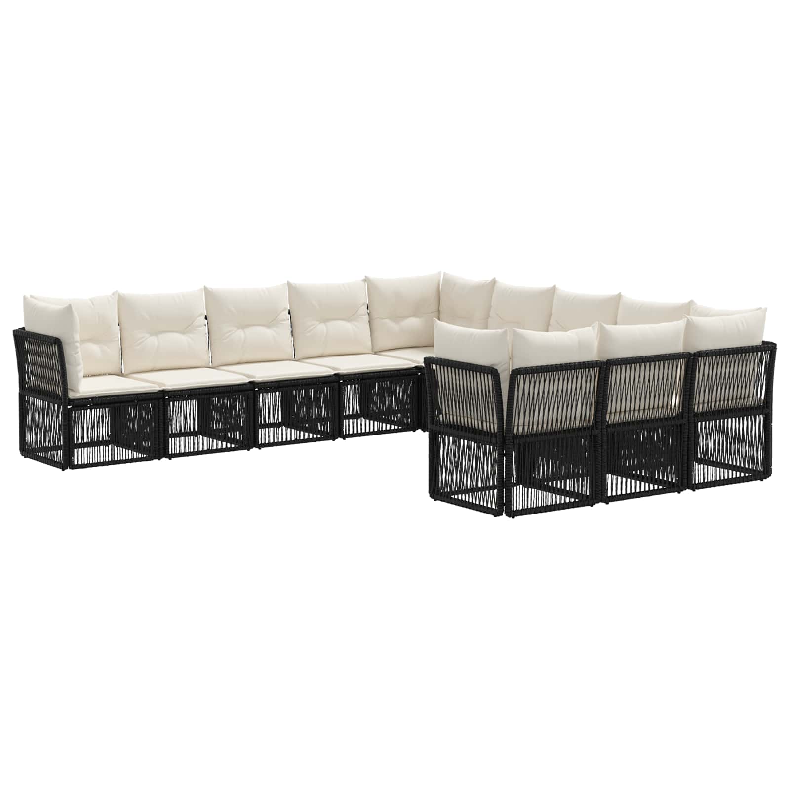 Gartensofa-set 11 pcs Schwarz Poly-Rattan