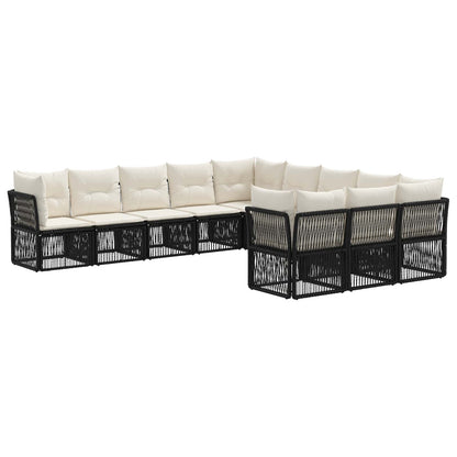 Gartensofa-set 11 stk. Schwarz Poly-Rattan