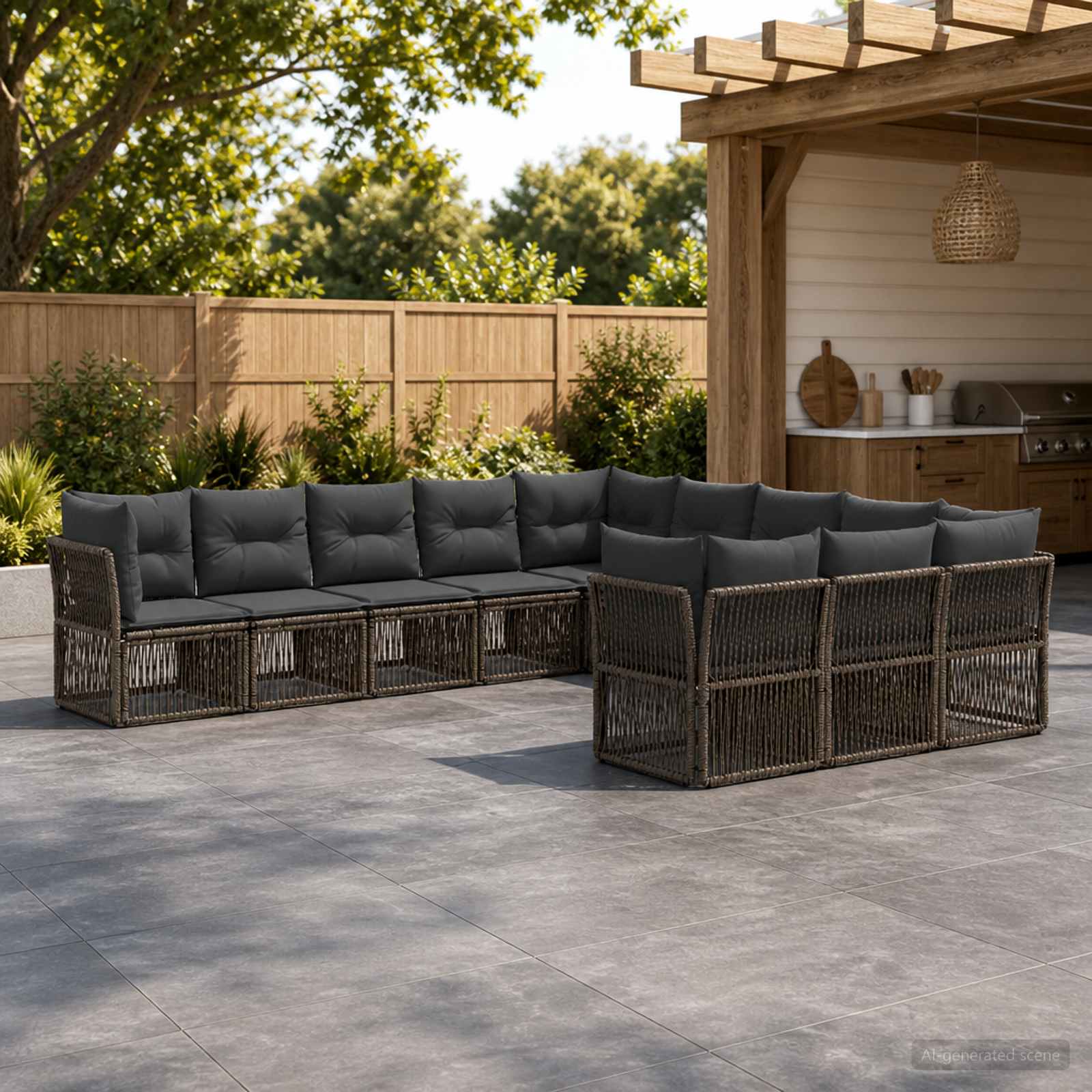 Gartensofa-set 11 pcs Grau Poly-Rattan