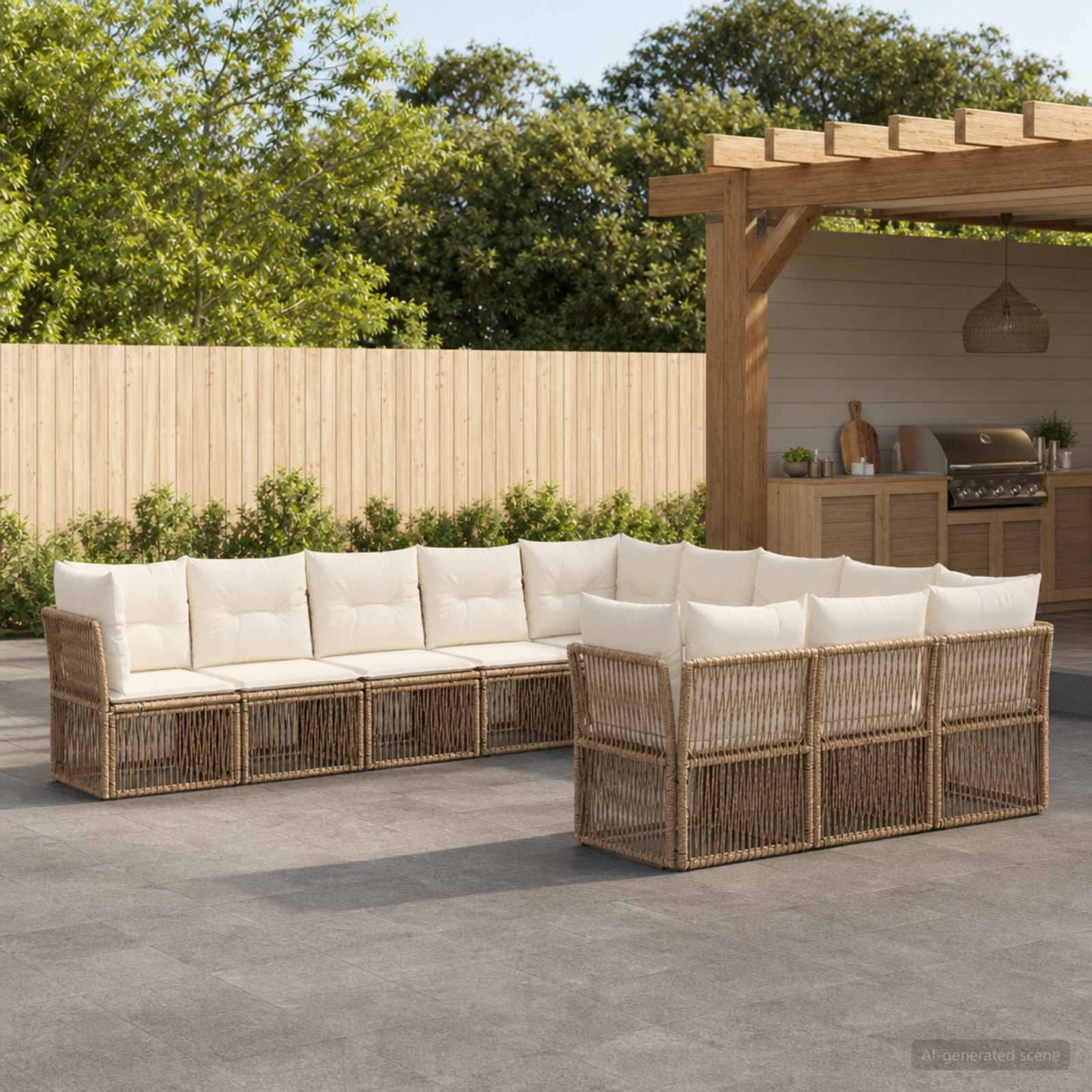 Gartensofa-set 11 pcs Beige Poly-Rattan