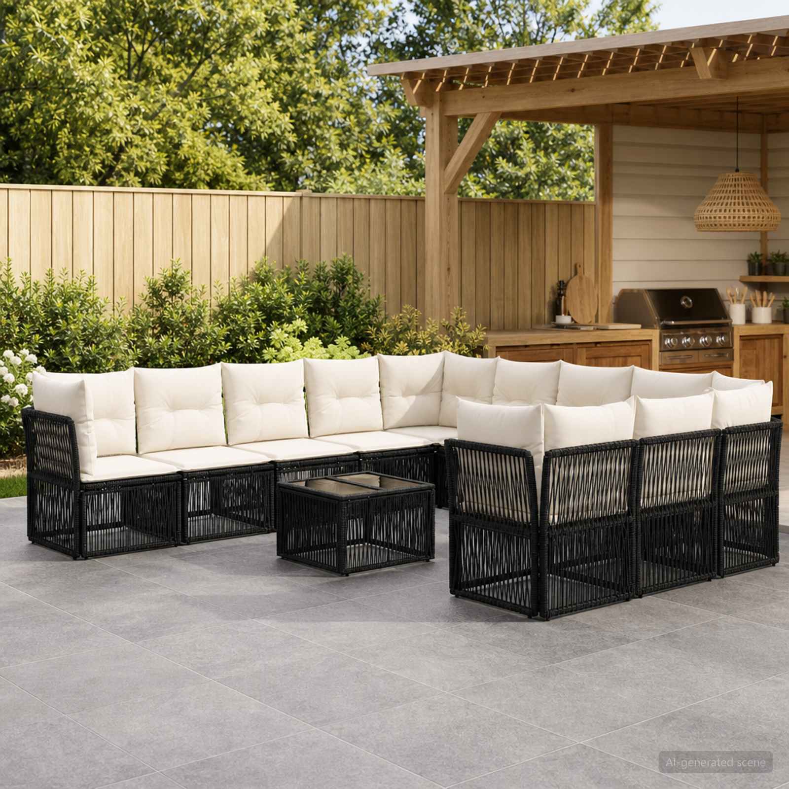 Gartensofa-set 12 pcs Schwarz Poly-Rattan