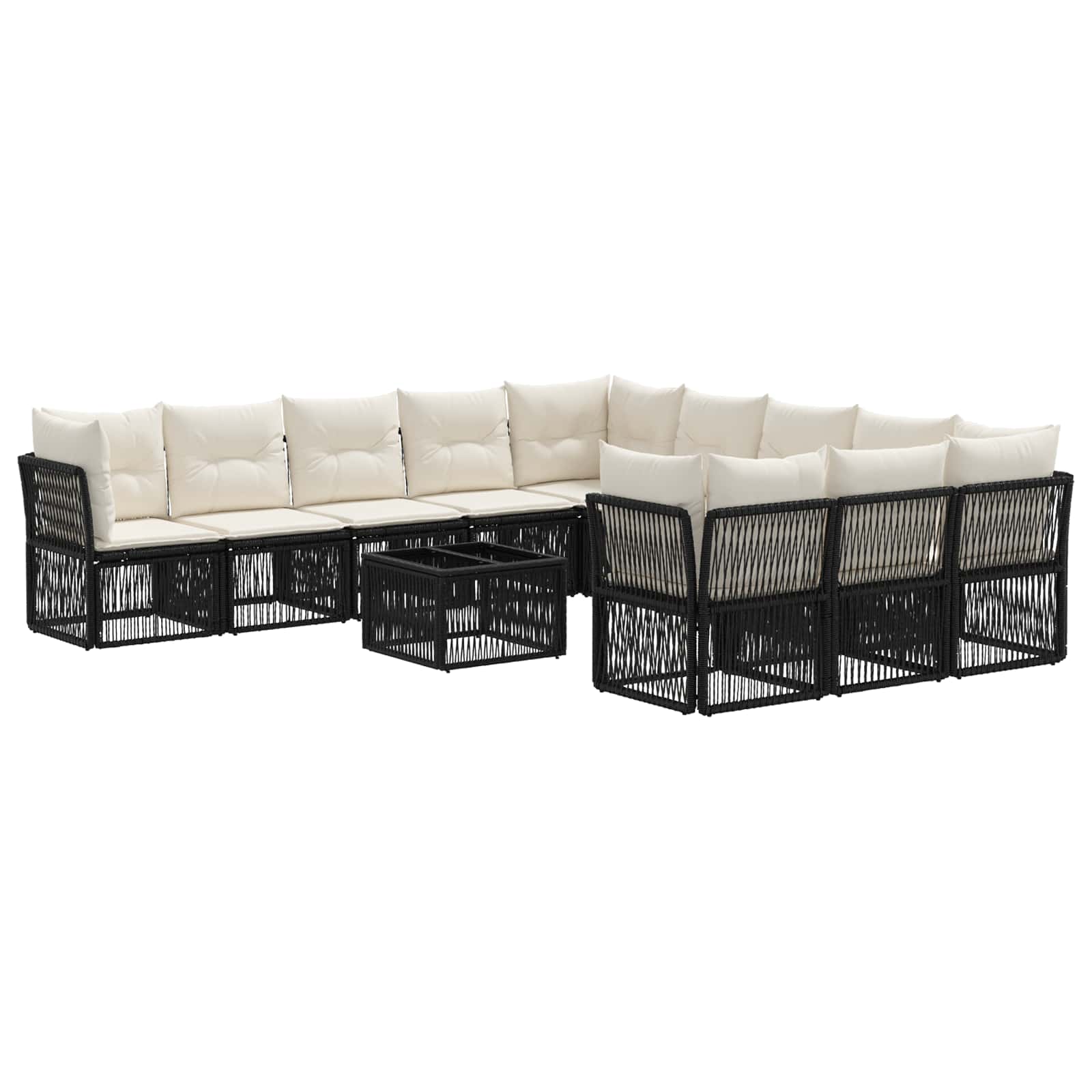 Gartensofa-set 12 pcs Schwarz Poly-Rattan