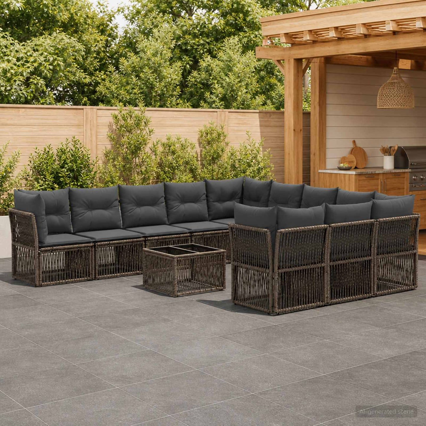 Gartensofa-set 12 stk. Grau Poly-Rattan