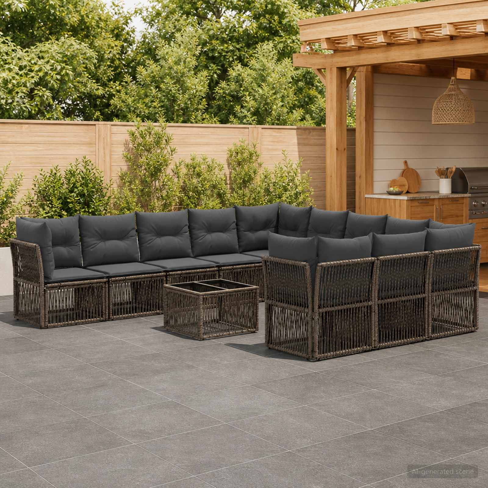 Gartensofa-set 12 stk. Grau Poly-Rattan
