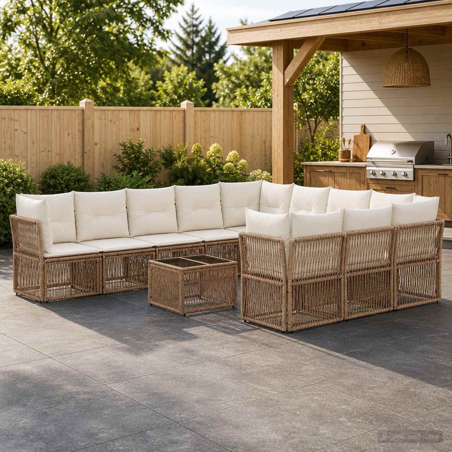 Gartensofa-set 12 pcs Beige Poly-Rattan