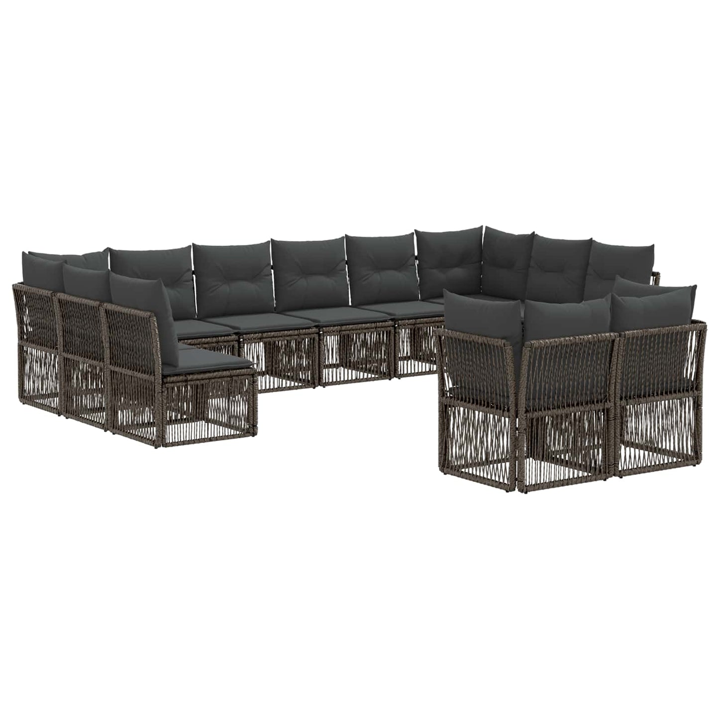 Gartensofa-set 12 pcs Grau Poly-Rattan