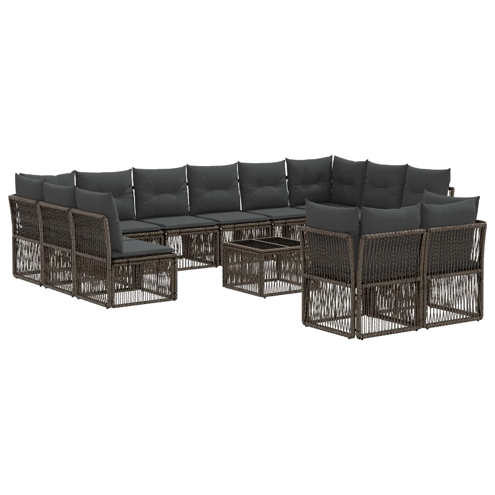 Gartensofa-set 13 stk. Grau Poly-Rattan