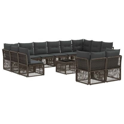 Gartensofa-set 13 stk. Grau Poly-Rattan