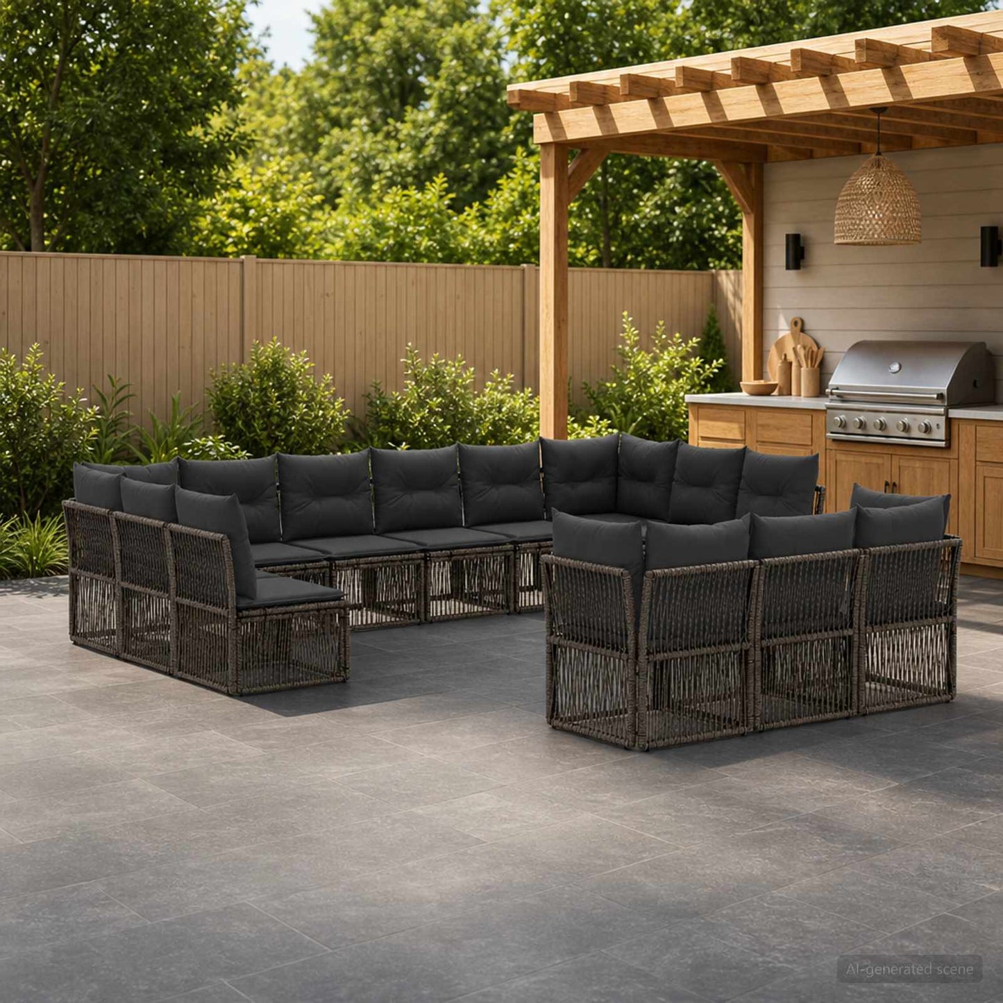 Gartensofa-set 13 pcs Grau Poly-Rattan