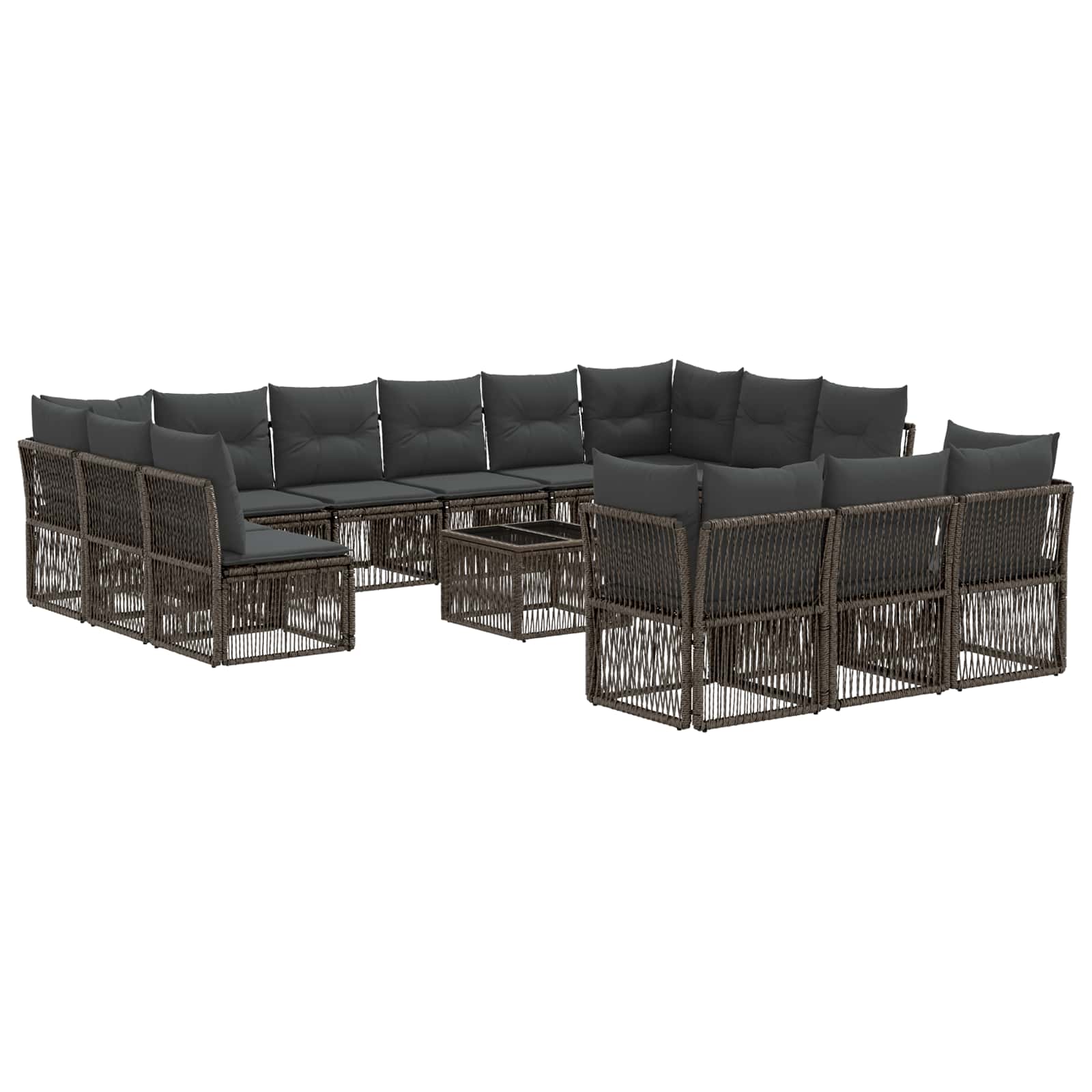 Gartensofa-set 14 stk. Grau Poly-Rattan