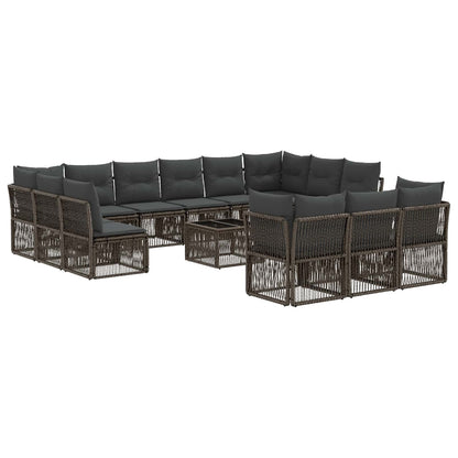 Gartensofa-set 14 stk. Grau Poly-Rattan