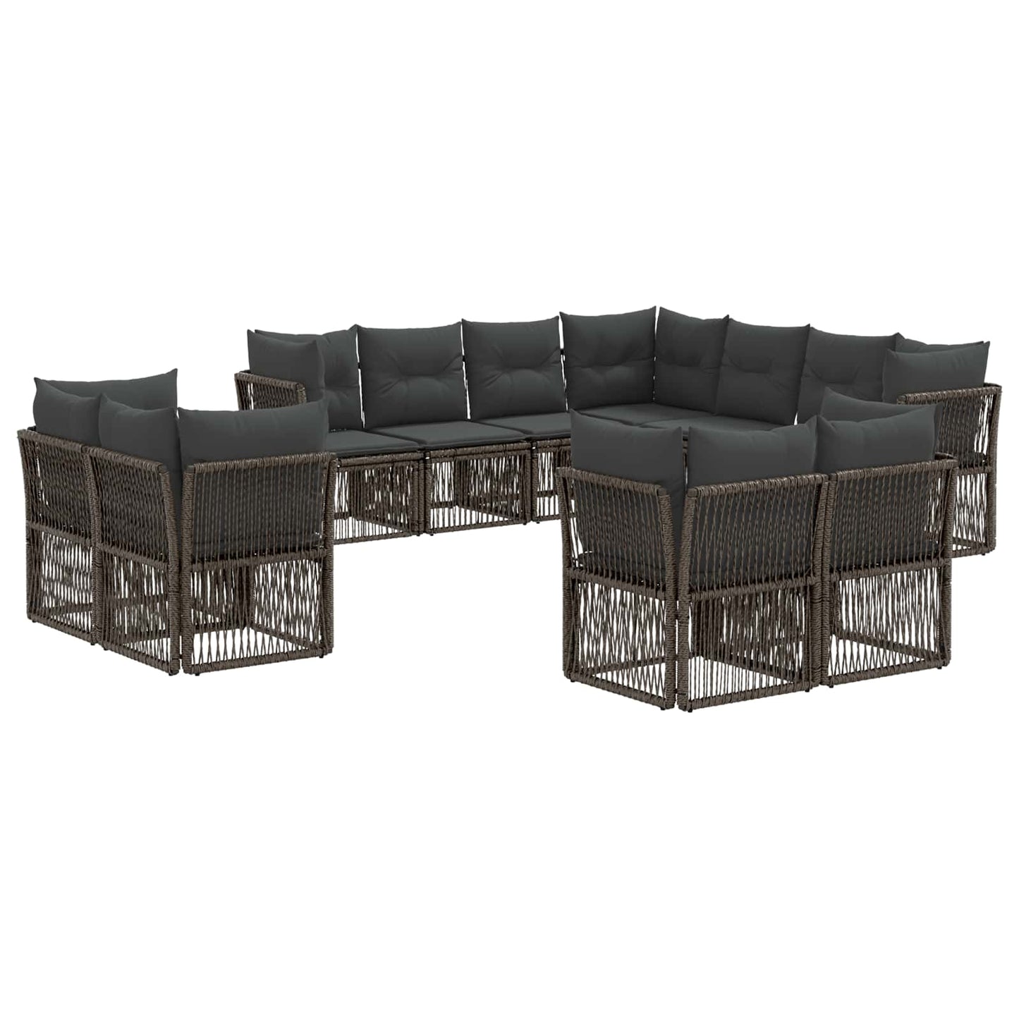Gartensofa-set 11 pcs Grau Poly-Rattan