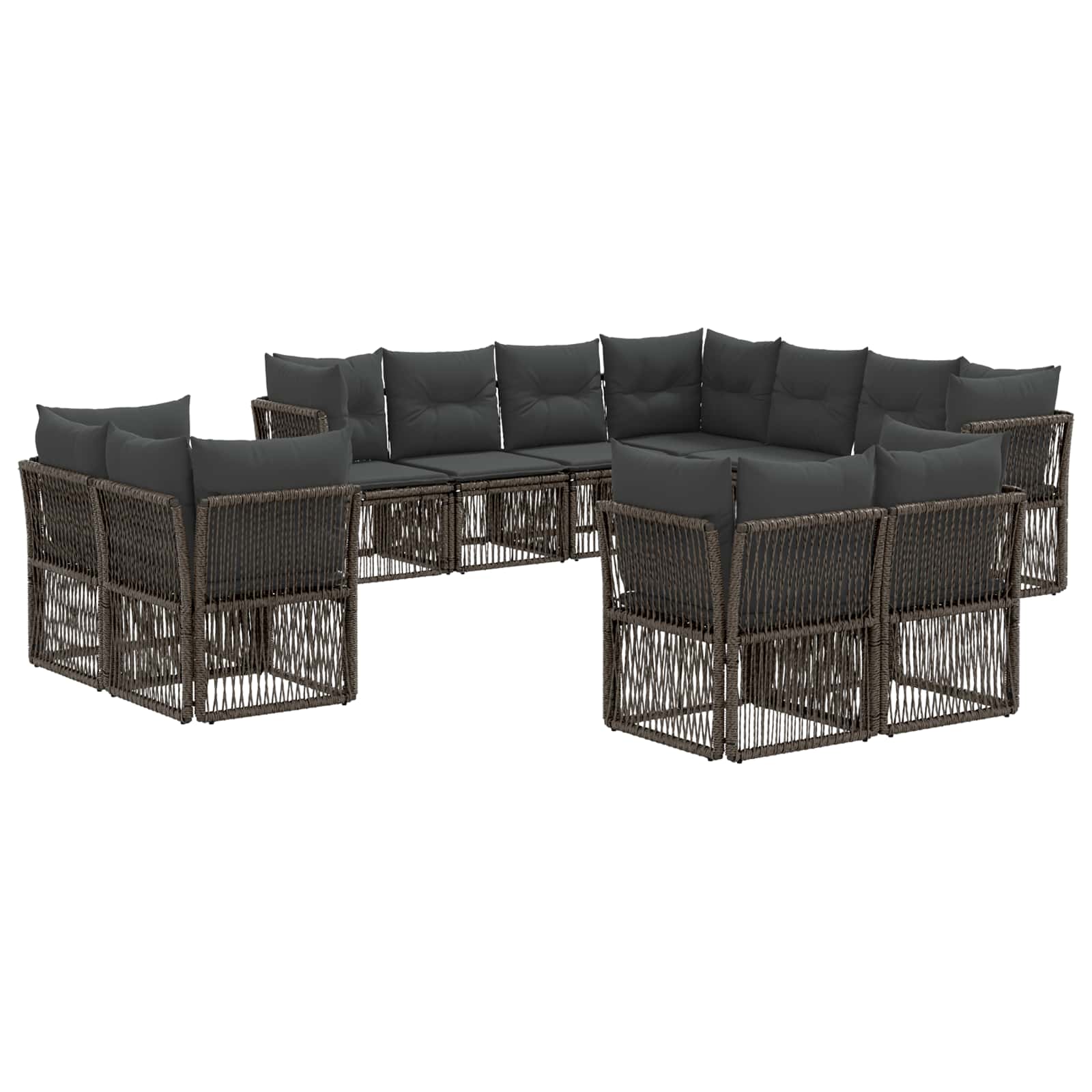 Gartensofa-set 11 pcs Grau Poly-Rattan