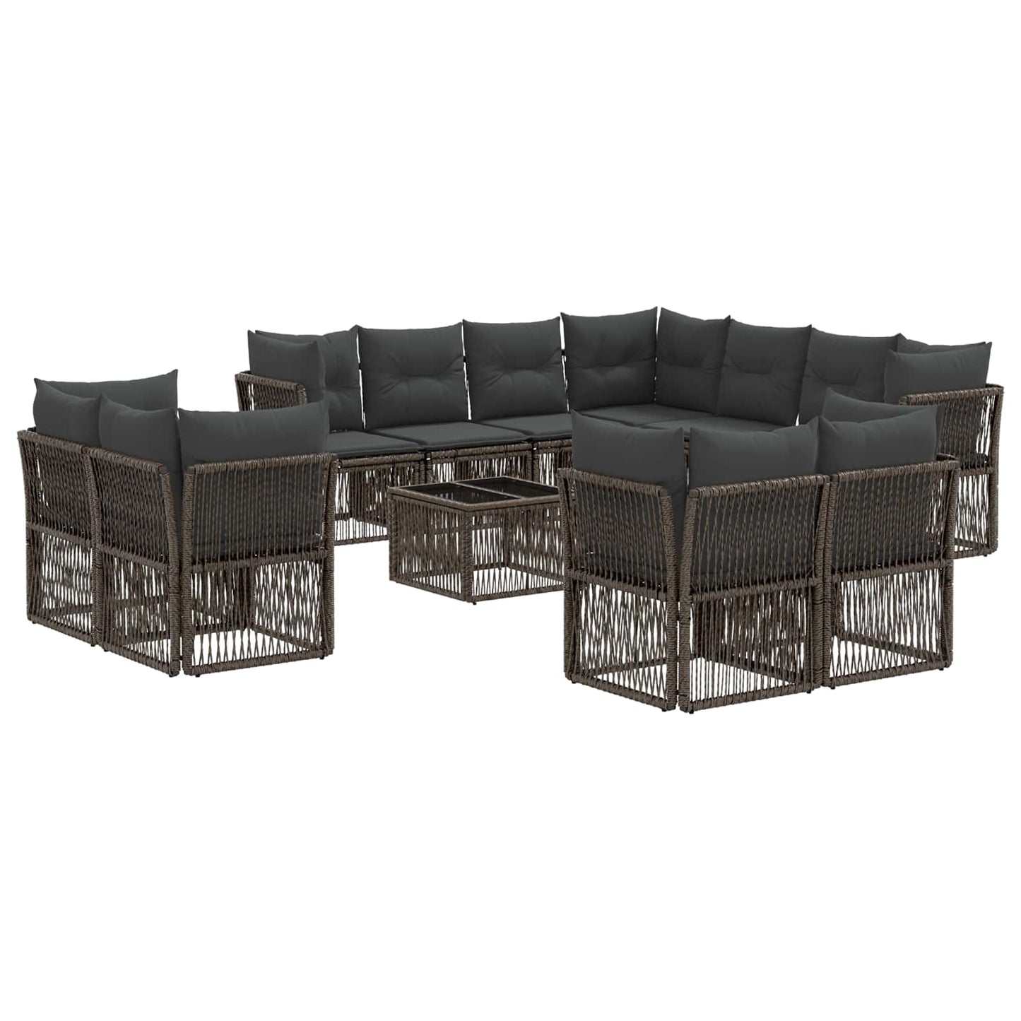 Gartensofa-set 12 pcs Grau Poly-Rattan