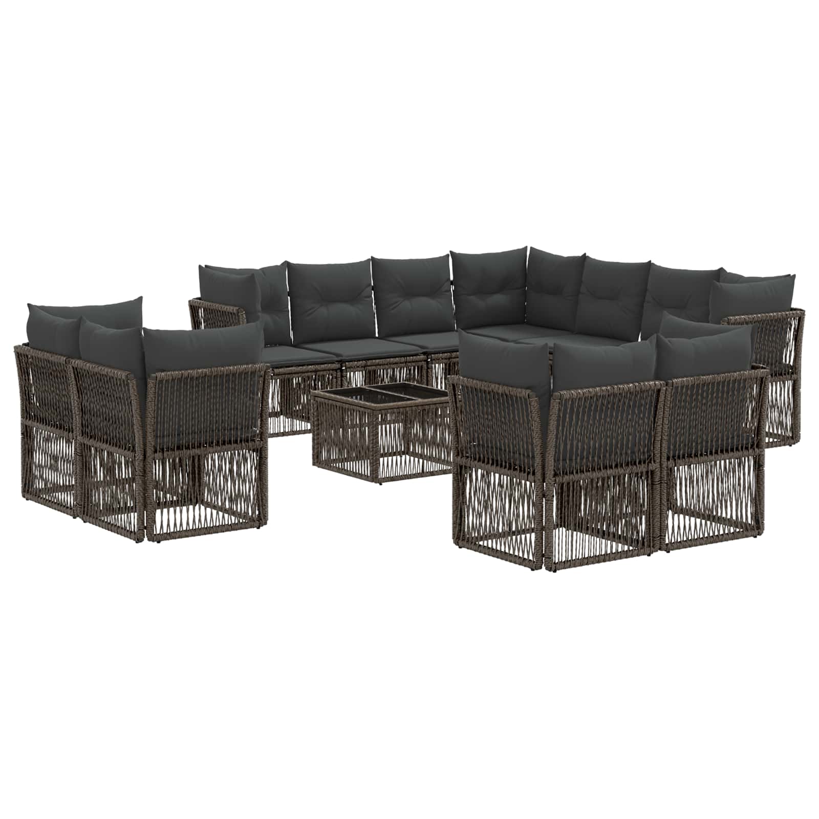 Gartensofa-set 12 pcs Grau Poly-Rattan