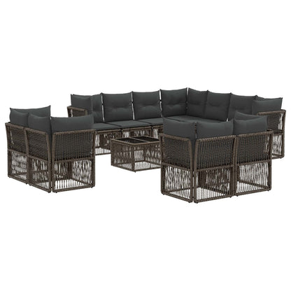 Gartensofa-set 12 stk. Grau Poly-Rattan
