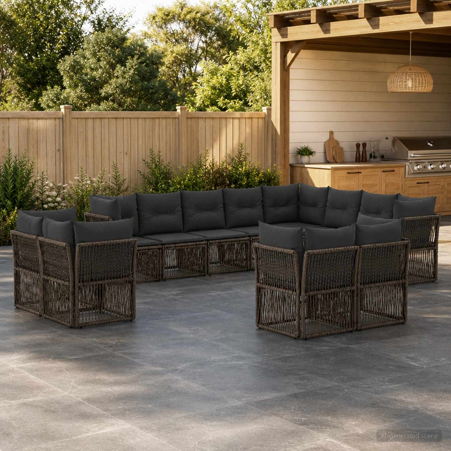 Gartensofa-set 12 pcs Grau Poly-Rattan