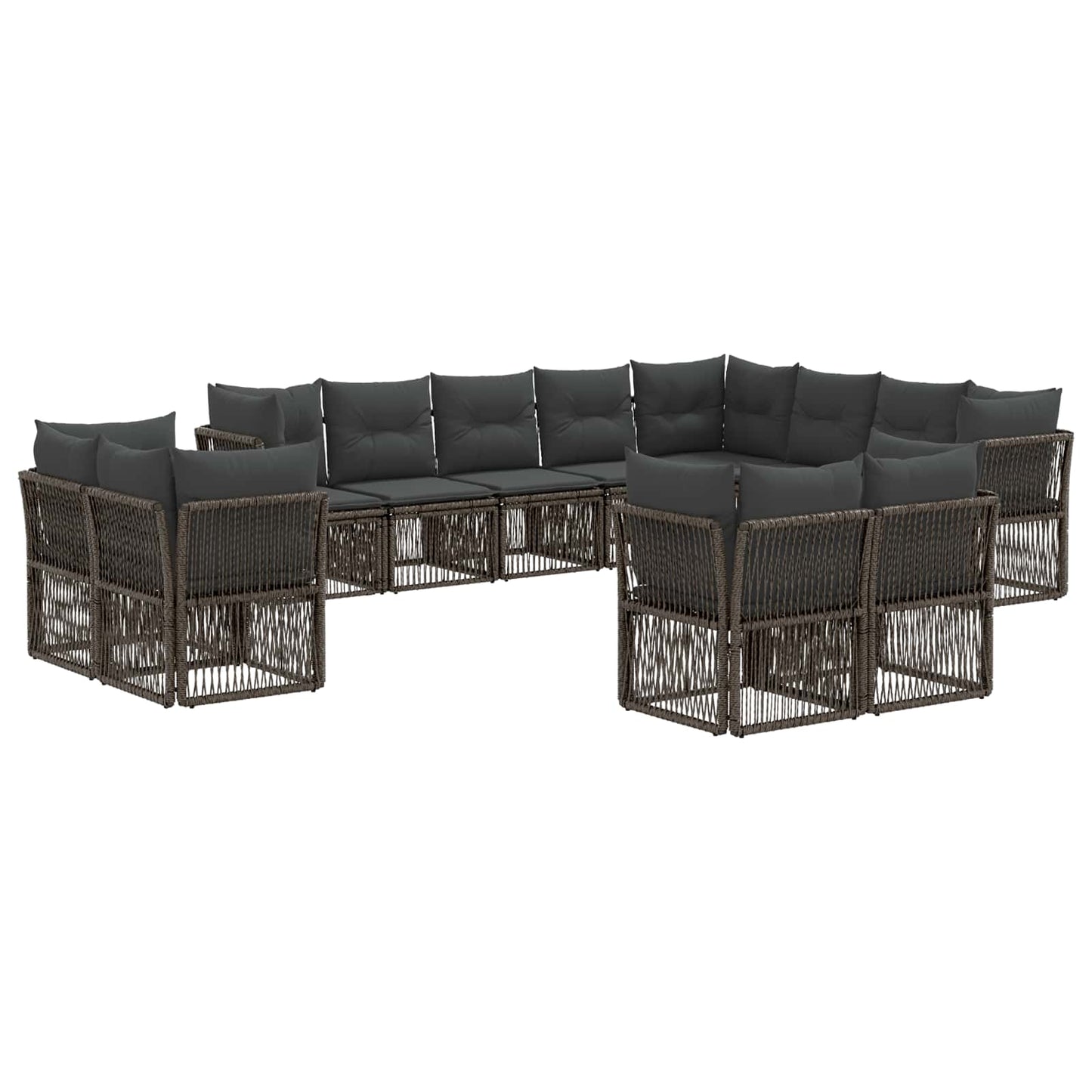 Gartensofa-set 12 pcs Grau Poly-Rattan