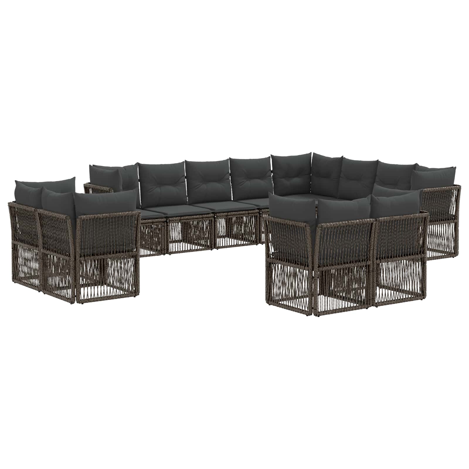 Gartensofa-set 12 pcs Grau Poly-Rattan
