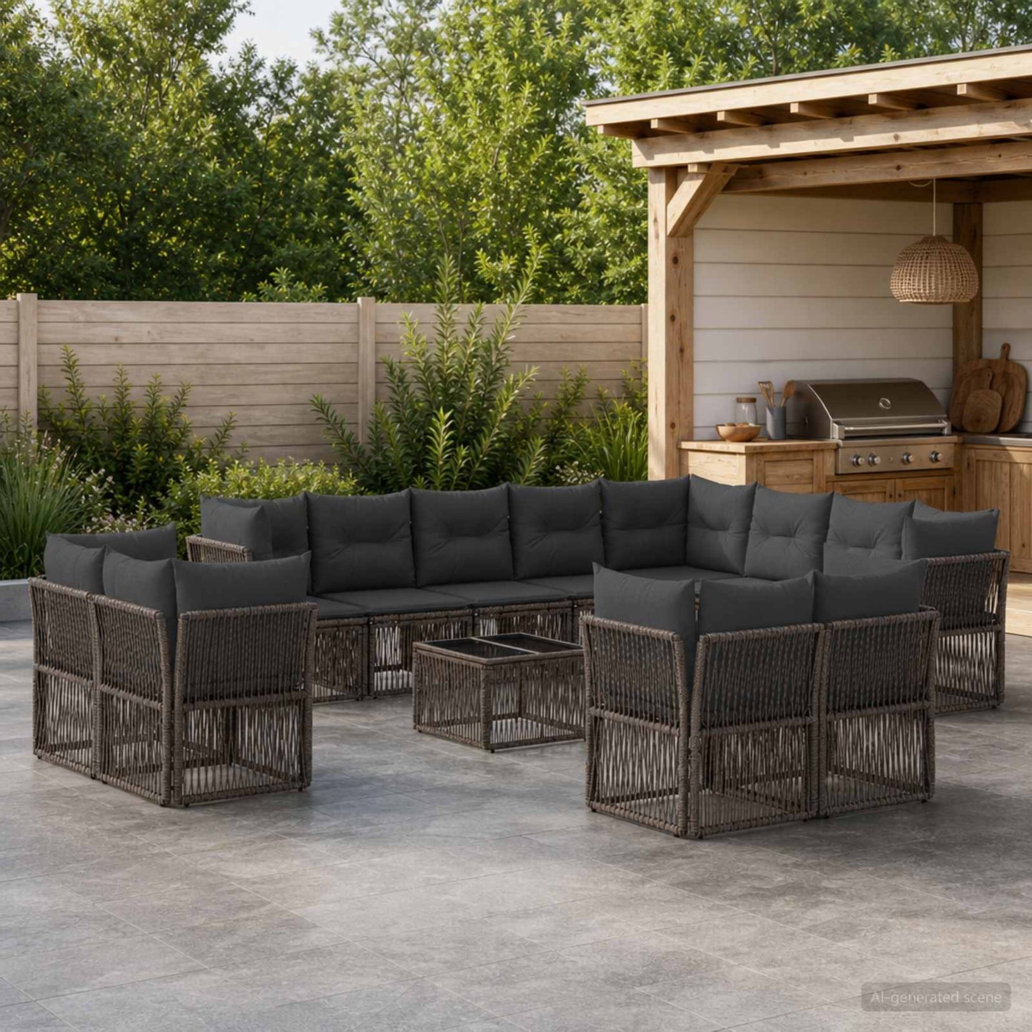 Gartensofa-set 13 pcs Grau Poly-Rattan
