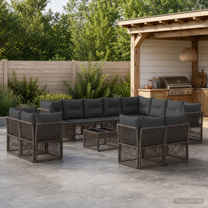 Gartensofa-set 13 stk. Grau Poly-Rattan