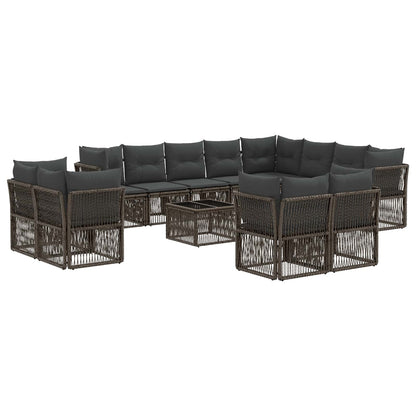 Gartensofa-set 13 stk. Grau Poly-Rattan